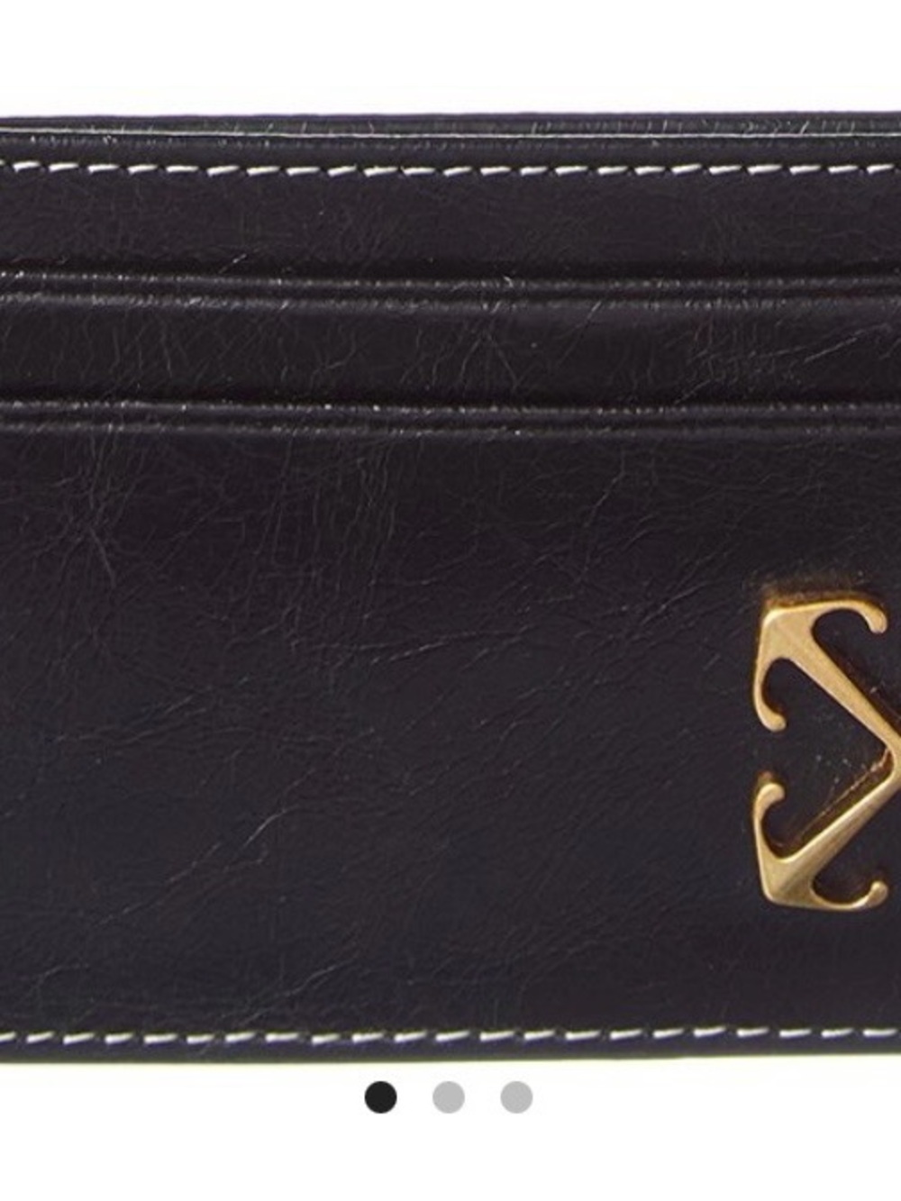 Off-White Black Card Holder with Gold Anchor Accent